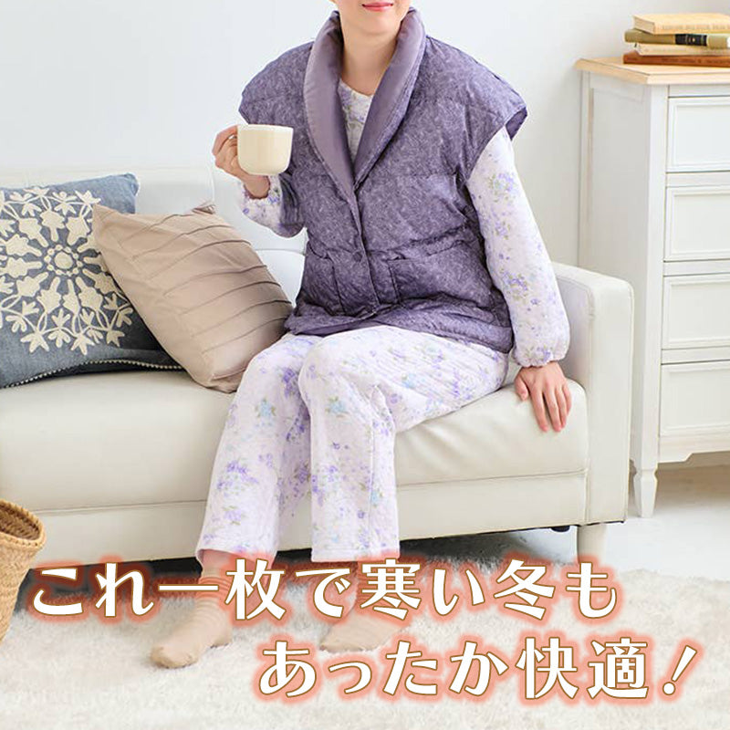 グンゼ 羽毛 羽織り パジャマ 冬 ダウン ベスト レディース S M L 羽織もの 羽織ベスト 薄手 軽量 秋 冬 ルームウェア 部屋着 上品 おしゃれ 普段使い 暖かい あったか 保温 防寒  防寒対策 冷え対策 プレゼント ギフト (送料無料)