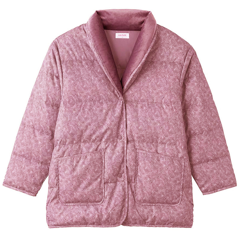 グンゼ レディース ジャケット アウター 羽織り ダウンジャケット S M L 防寒 あったか 軽量 ボア襟 ルームウェア 部屋着 室内着 在宅ワーク オフィス 冬 秋冬 シンプル 上着 防寒着 冷え対策 女性 大人 ギフト プレゼント 中わた 暖かい ベスト代わり (送料無料)