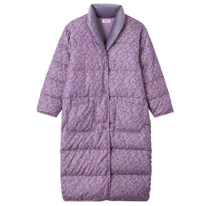 レディース ガウン 羽毛 暖かい 冬用 ルームウェア S M L 防寒 部屋着 ナイトガウン 女性用 軽い あったか 羽織り 室内着 前開き ピンク パープル グンゼ おうち時間 在宅ワーク 冷え対策 リラックスウェア 寝間着 シンプル ギフト プレゼント 母の日 (送料無料)