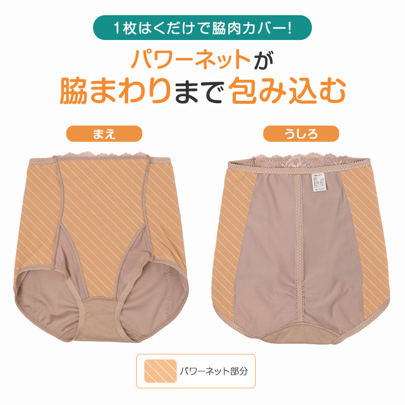 ジュニー・クルール(破産) ショーツ レディース ハイウエスト 深履き サポートショーツ お腹すっぽり パワーネット バックギャザー 1枚履き レース 婦人 下着 ミセス M L LL パンツ パンティー 女性用 婦人用 インナー ランジェリー 深ばき 深穿き