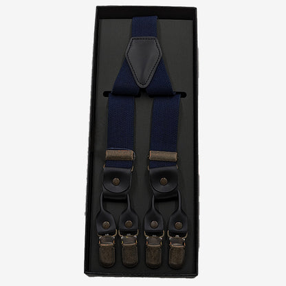 サスペンダー メンズ 日本製 Y型 クロス ダブルクリップ 25mm (シンプル 無地 ビジネス 紳士 男性 男女兼用 ブラック ネイビー ブラウン グレー ホワイト)