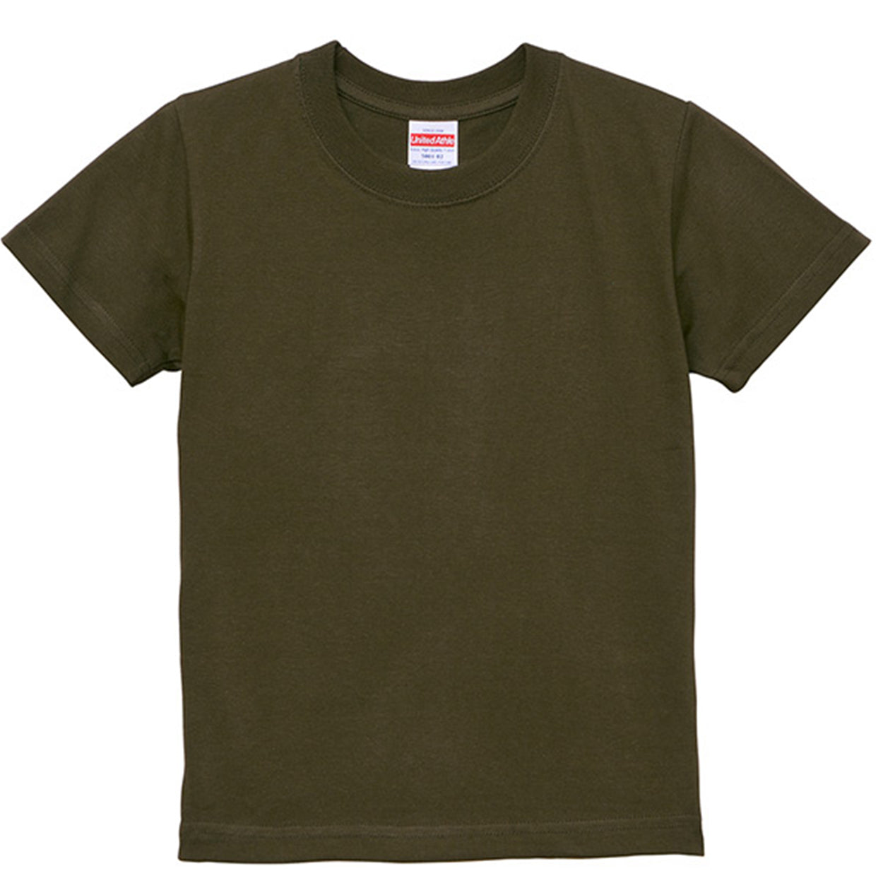 Tシャツ キッズ 無地 女の子 男の子 半袖 カラー ユナイテッドアスレ ブランド 90～160cm 子供服 トップス 子ども 男子 女子 ジュニア 緑 グレー 茶 黒 90 100 110 120 130 140 150 160 (送料無料) (取寄せ)