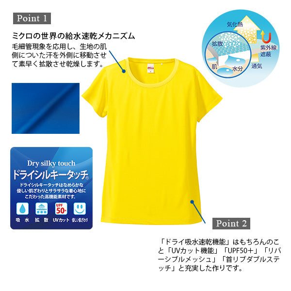 レディース 4.7オンス ドライシルキータッチXラインTシャツ M・L (United Athle レディース アウター シャツ カラー) (在庫限り)