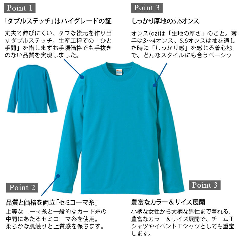 メンズ 5.6オンス ロングスリーブTシャツ S～XXL (United Athle メンズ アウター) (取寄せ)