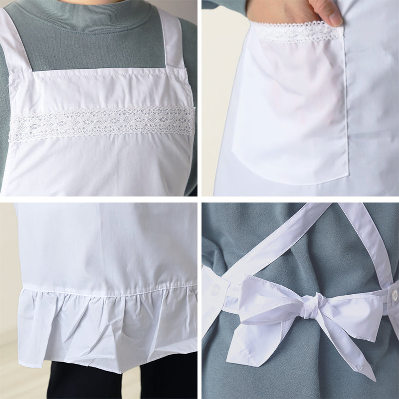 エプロン シンプル クロス X型 黒 白 無地 レディース フォーマル M-L