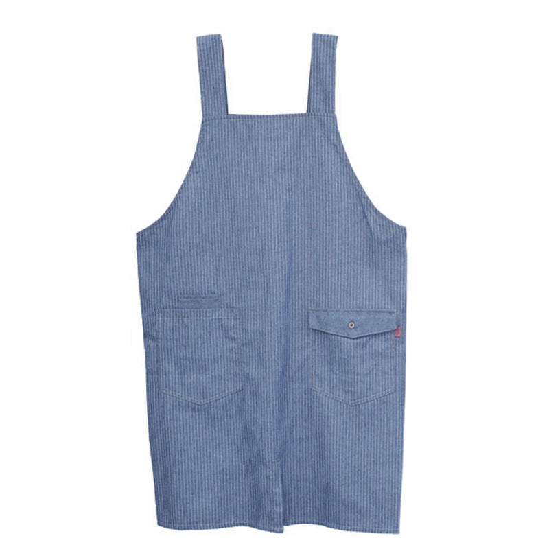 エプロン 男女兼用 デニム シンプル 無地 ストライプ 綿混 85cm 丈夫 キッチン 婦人 紳士 おしゃれ ガーデニング 保育士 調理実習 中学生 高校生
