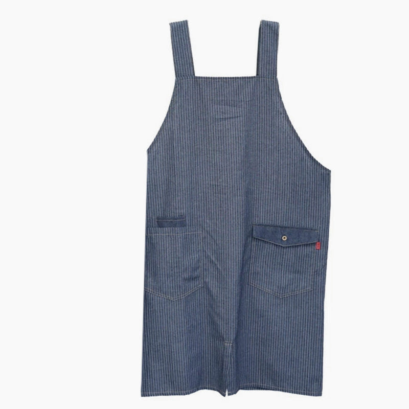 エプロン 男女兼用 デニム シンプル 無地 ストライプ 綿混 85cm 丈夫 キッチン 婦人 紳士 おしゃれ ガーデニング 保育士 調理実習 中学生 高校生