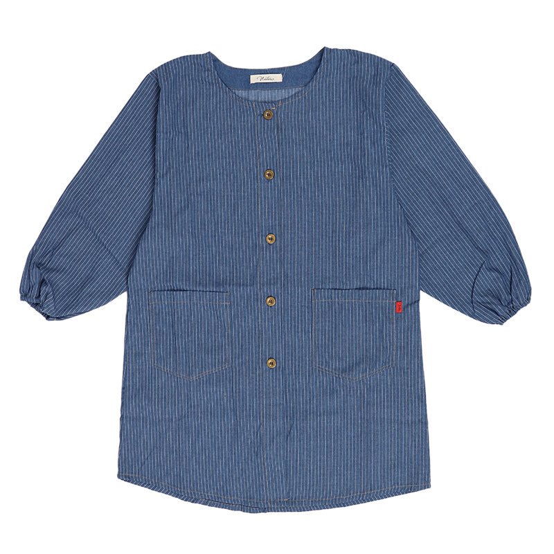 レディース 割烹着 エプロン 前開き デニム スモック 大人 おしゃれ