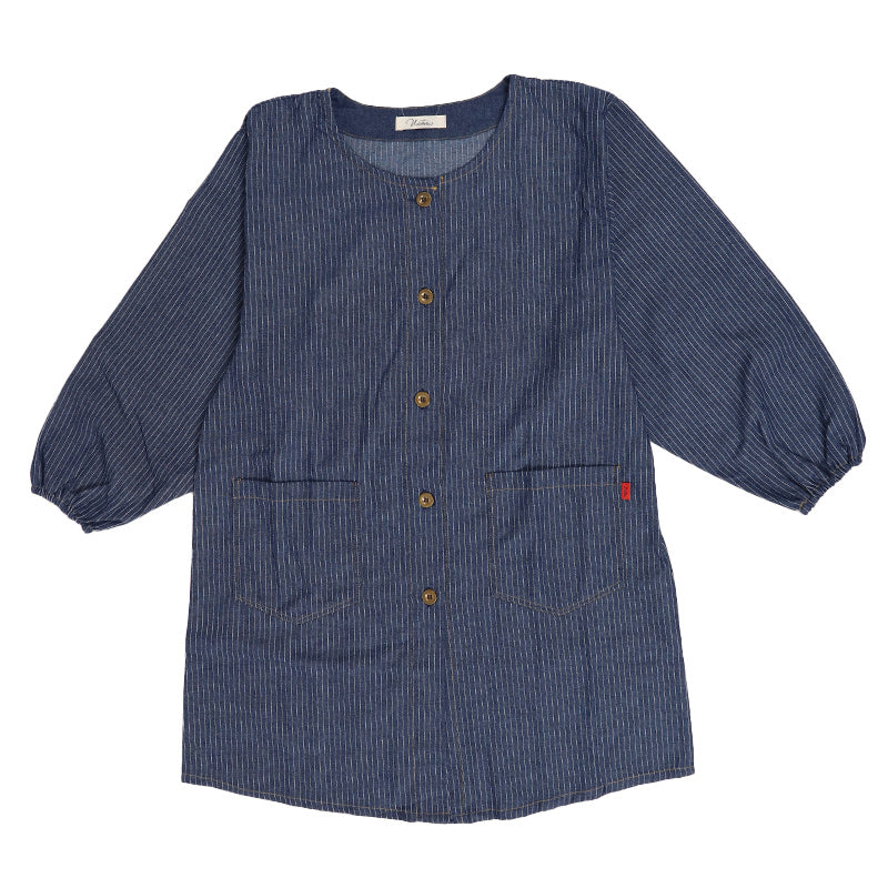 レディース 割烹着 エプロン 前開き デニム スモック 大人 おしゃれ