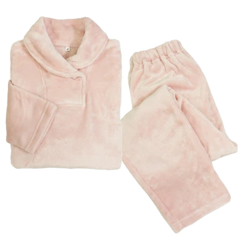 パジャマ レディース 冬 もこもこ かわいい あったかい ルームウェア 長袖 婦人 ヘチマ襟 部屋着 M L やわらかい 冬用 暖かい 上下 無地