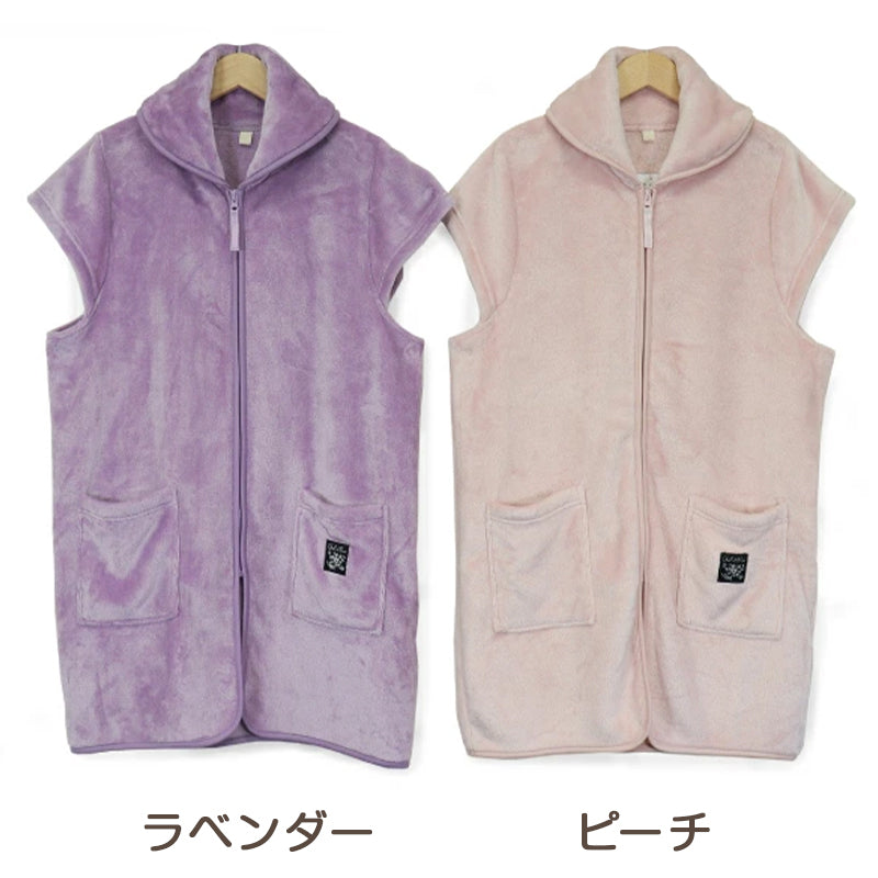 あったか フリース ベスト 冬 防寒 ゆったり 身丈約82cm レディース マイヤーフリースベスト ちゃんちゃんこ 家事 おしゃれ シンプル ポケット付き 冷え対策 無地