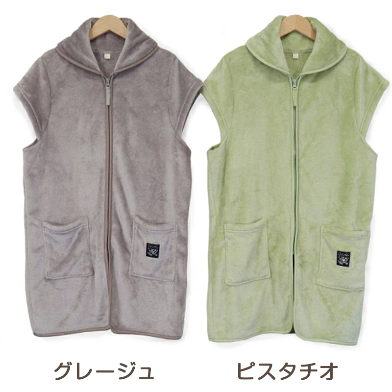 あったか フリース ベスト 冬 防寒 ゆったり 身丈約82cm レディース マイヤーフリースベスト ちゃんちゃんこ 家事 おしゃれ シンプル ポケット付き 冷え対策 無地