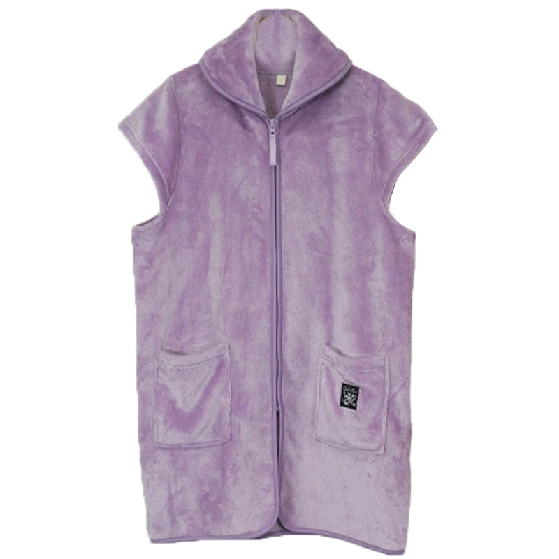 あったか フリース ベスト 冬 防寒 ゆったり 身丈約82cm レディース マイヤーフリースベスト ちゃんちゃんこ 家事 おしゃれ シンプル ポケット付き 冷え対策 無地