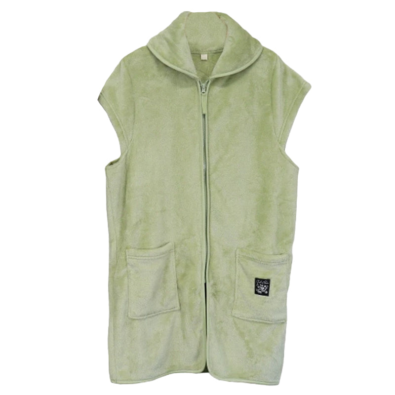 あったか フリース ベスト 冬 防寒 ゆったり 身丈約82cm レディース マイヤーフリースベスト ちゃんちゃんこ 家事 おしゃれ シンプル ポケット付き 冷え対策 無地