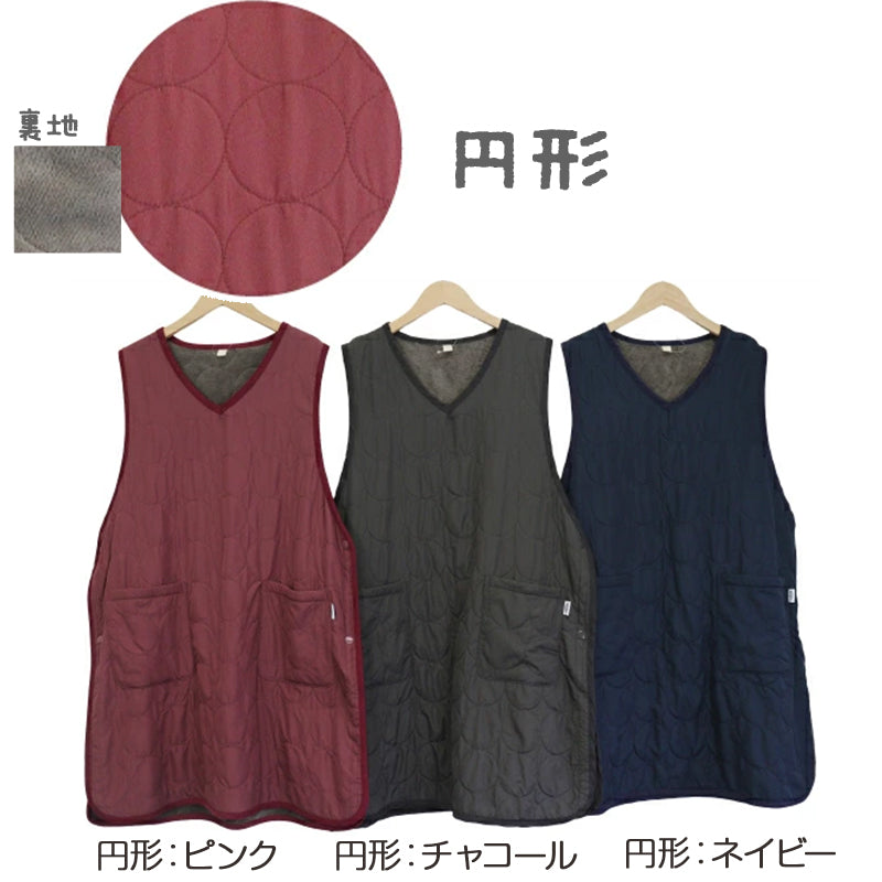 あったか エプロン ロングタバード 裏ボア 冬 ボア 防寒 キルティング キルト 約88cm丈 アウトドア 家事 おしゃれ シンプル ポケット付き 冷え対策 無地
