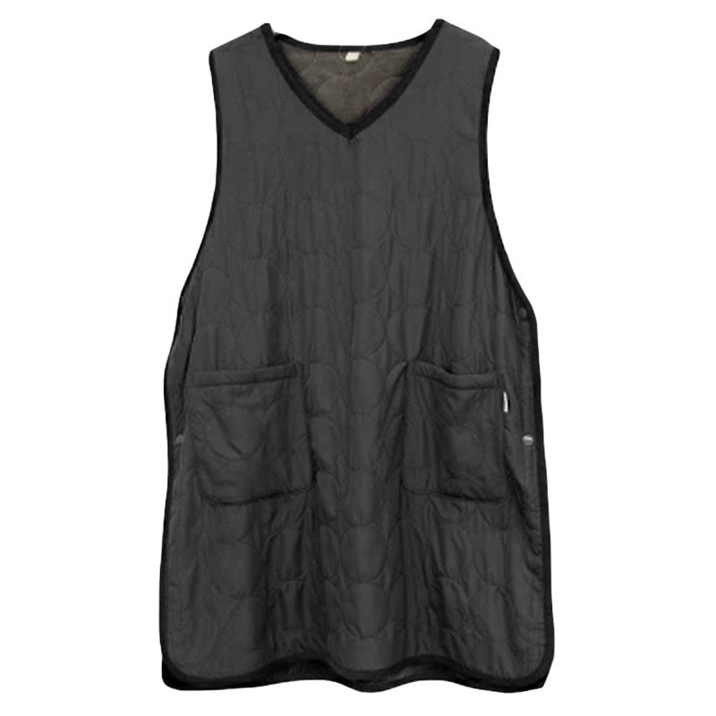 あったか エプロン ロングタバード 裏ボア 冬 ボア 防寒 キルティング キルト 約88cm丈 アウトドア 家事 おしゃれ シンプル ポケット付き 冷え対策 無地