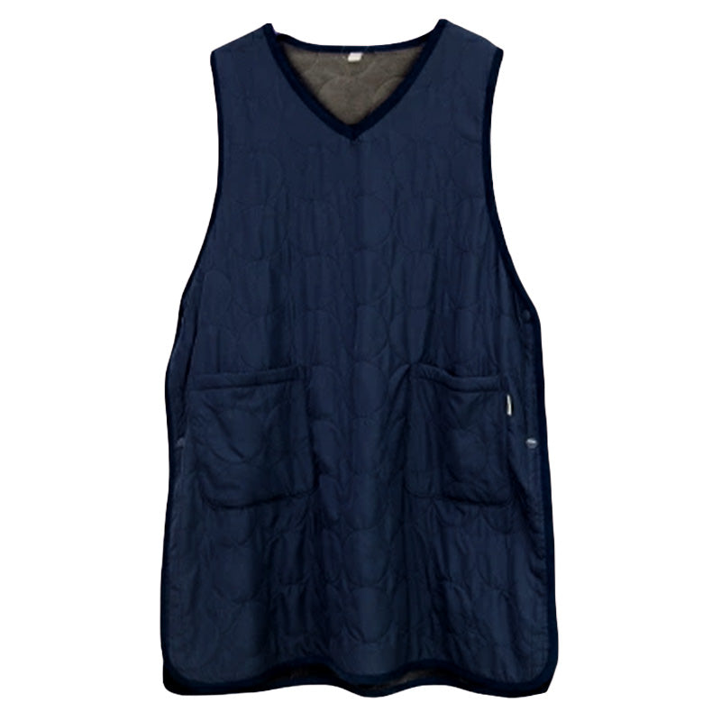 あったか エプロン ロングタバード 裏ボア 冬 ボア 防寒 キルティング キルト 約88cm丈 アウトドア 家事 おしゃれ シンプル ポケット付き 冷え対策 無地