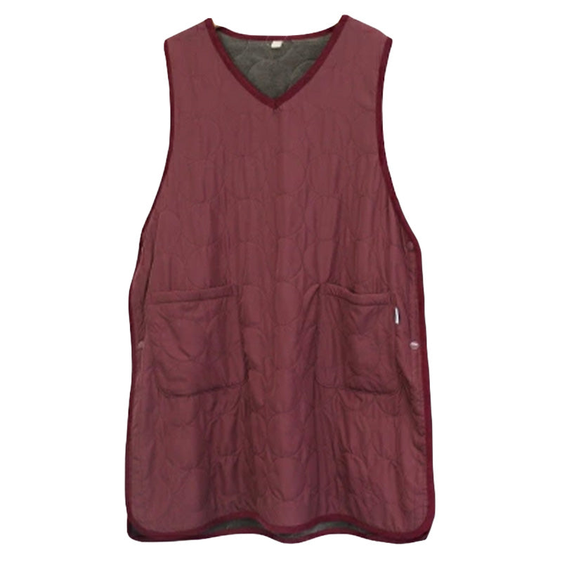 あったか エプロン ロングタバード 裏ボア 冬 ボア 防寒 キルティング キルト 約88cm丈 アウトドア 家事 おしゃれ シンプル ポケット付き 冷え対策 無地