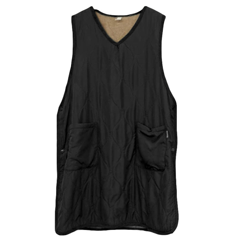 あったか エプロン ロングタバード 裏ボア 冬 ボア 防寒 キルティング キルト 約88cm丈 アウトドア 家事 おしゃれ シンプル ポケット付き 冷え対策 無地