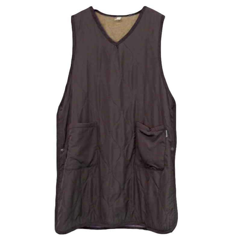 あったか エプロン ロングタバード 裏ボア 冬 ボア 防寒 キルティング キルト 約88cm丈 アウトドア 家事 おしゃれ シンプル ポケット付き 冷え対策 無地