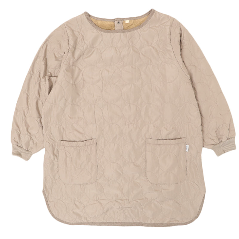 割烹着 かっぽう着 冬用 あったか 裏ボア かぶり エプロン 防寒 キルティング キルト 約85cm丈 ポケット付き 長袖 大人 スモック アウトドア 家事 おしゃれ シンプル 冷え対策 無地