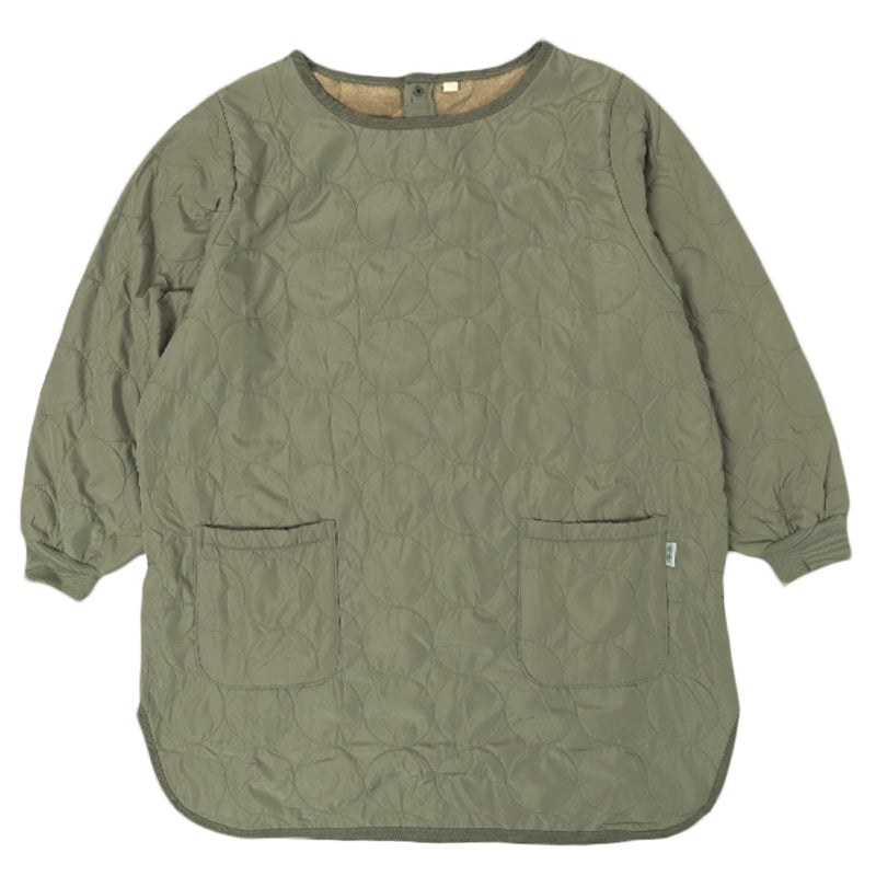 割烹着 かっぽう着 冬用 あったか 裏ボア かぶり エプロン 防寒 キルティング キルト 約85cm丈 ポケット付き 長袖 大人 スモック アウトドア 家事 おしゃれ シンプル 冷え対策 無地