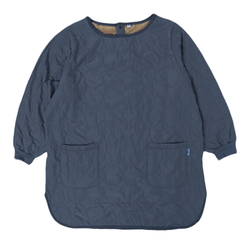 割烹着 かっぽう着 冬用 あったか 裏ボア かぶり エプロン 防寒 キルティング キルト 約85cm丈 ポケット付き 長袖 大人 スモック アウトドア 家事 おしゃれ シンプル 冷え対策 無地