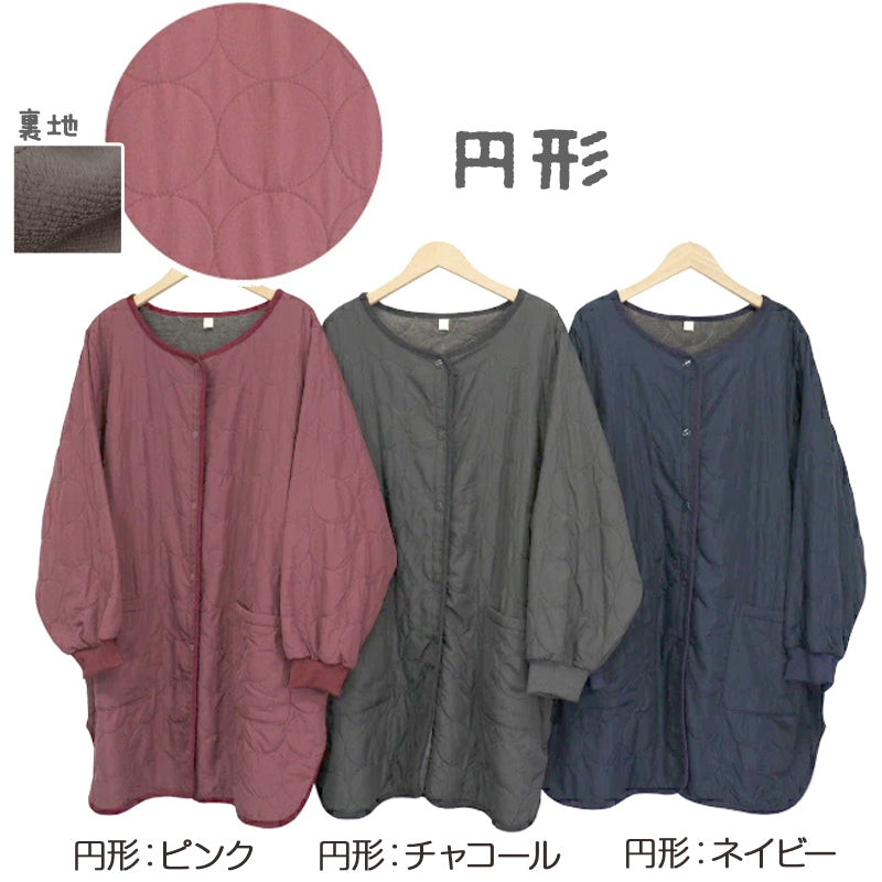 あったか 裏ボア スモック エプロン 冬 ボア 防寒 キルティング キルト 約85cm丈 アウトドア 家事 おしゃれ シンプル ポケット付き 冷え対策 無地