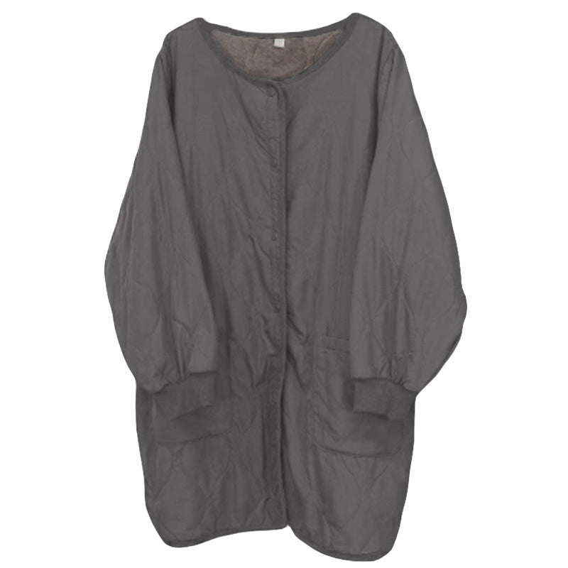 あったか 裏ボア スモック エプロン 冬 ボア 防寒 キルティング キルト 約85cm丈 アウトドア 家事 おしゃれ シンプル ポケット付き 冷え対策 無地