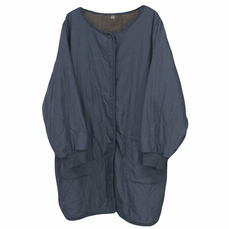 あったか 裏ボア スモック エプロン 冬 ボア 防寒 キルティング キルト 約85cm丈 アウトドア 家事 おしゃれ シンプル ポケット付き 冷え対策 無地