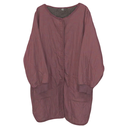 あったか 裏ボア スモック エプロン 冬 ボア 防寒 キルティング キルト 約85cm丈 アウトドア 家事 おしゃれ シンプル ポケット付き 冷え対策 無地