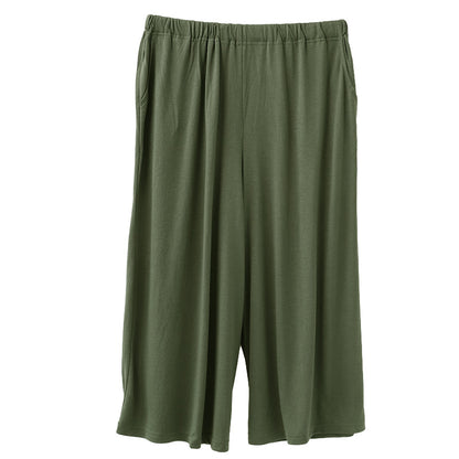 ポリエステル レーヨン 冷感 涼感 ワイドパンツ レディース 夏 涼しい キシリトール加工 TR天竺 M～L ルームパンツ 部屋着 ロングパンツ ウエストゴム 両脇ポケット ゆったり 楽ちん さらっと きれいめ 無地 ミセス 婦人 ママ おうち時間 外出