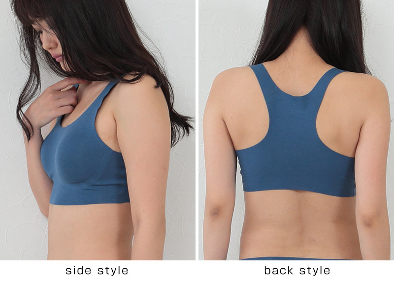 シームレス ブラジャー レディース ノンワイヤーブラ ハーフトップ M～LL (下着 綿混 カップ付き インナー 縫い目なし 無縫製 リラックス 楽ブラ) (在庫限り)