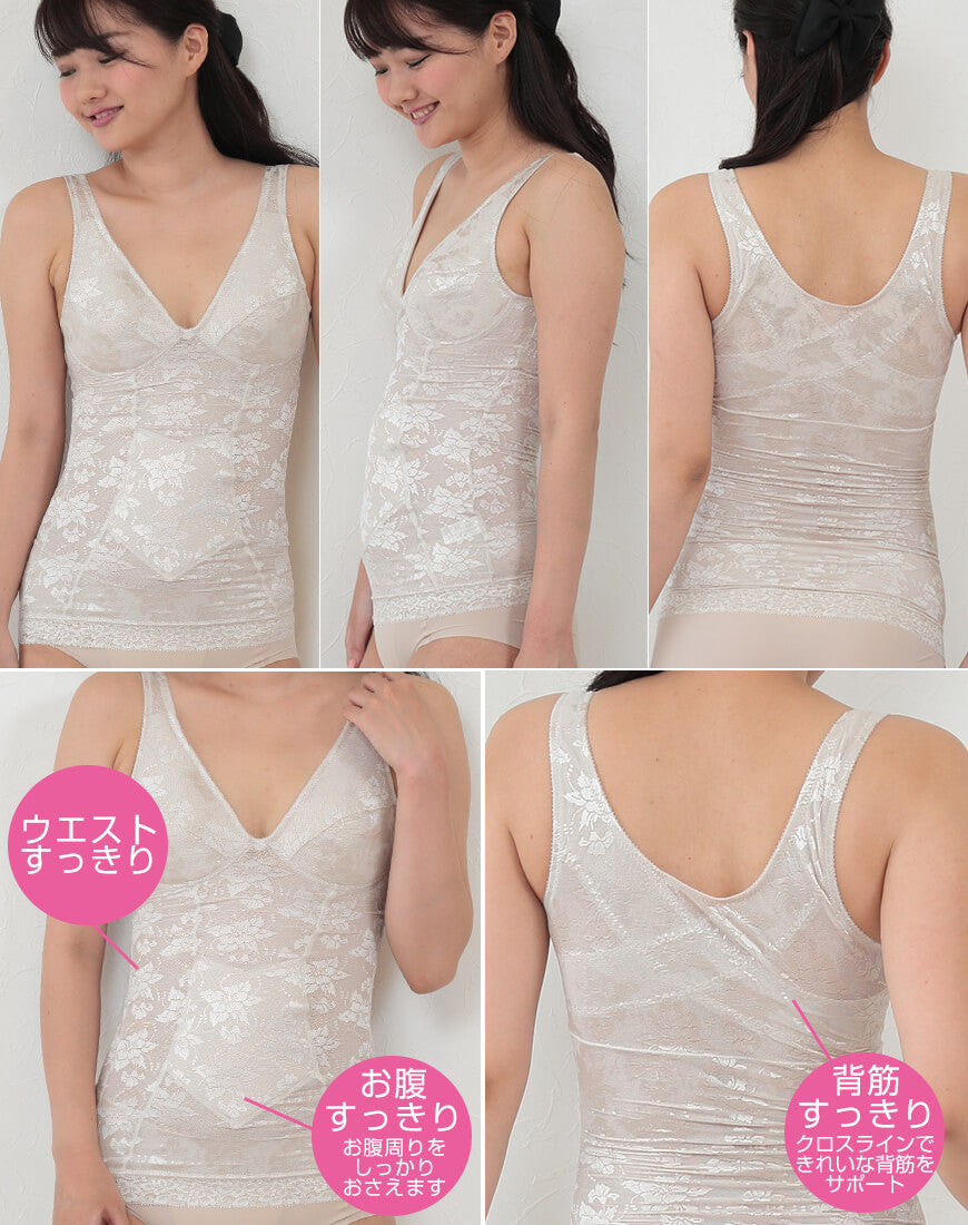 背筋すっきり 美ラインインナー 3枚組 M～3L (婦人 インナー ストレッチ パワーネット 締め付け シェイプ )