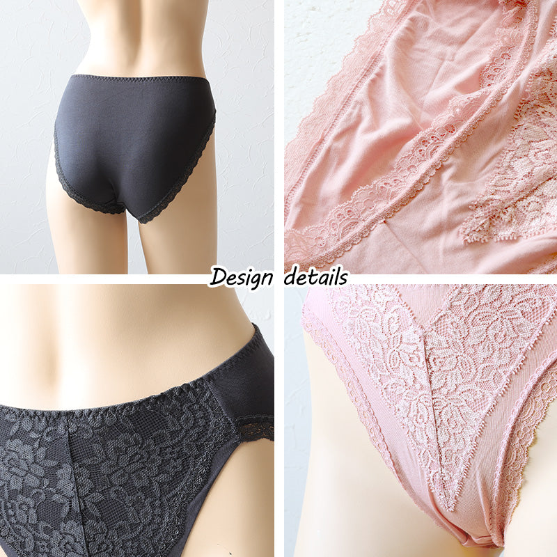 ショーツ レディース ハイレグカット 締めつけない むくみ軽減 股下マチ レース ストレッチ 快適 M～LL (パンツ 下着 インナー スタンダード なめらか リラックス 伸びる) (在庫限り)