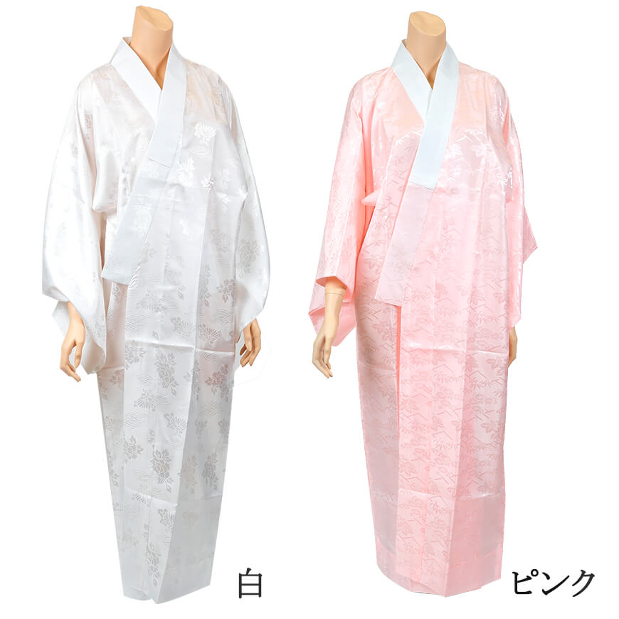婦人用 ポリエステル100％ 半衿付き 綸子 長襦袢 東衿 M・L (レディース 女性用 ながじゅばん 和装 礼装 着付け りんず 半襟 最高級 別織 立体裁断 東衿 バチ衿 日本製) (和装呉服) (取寄せ)