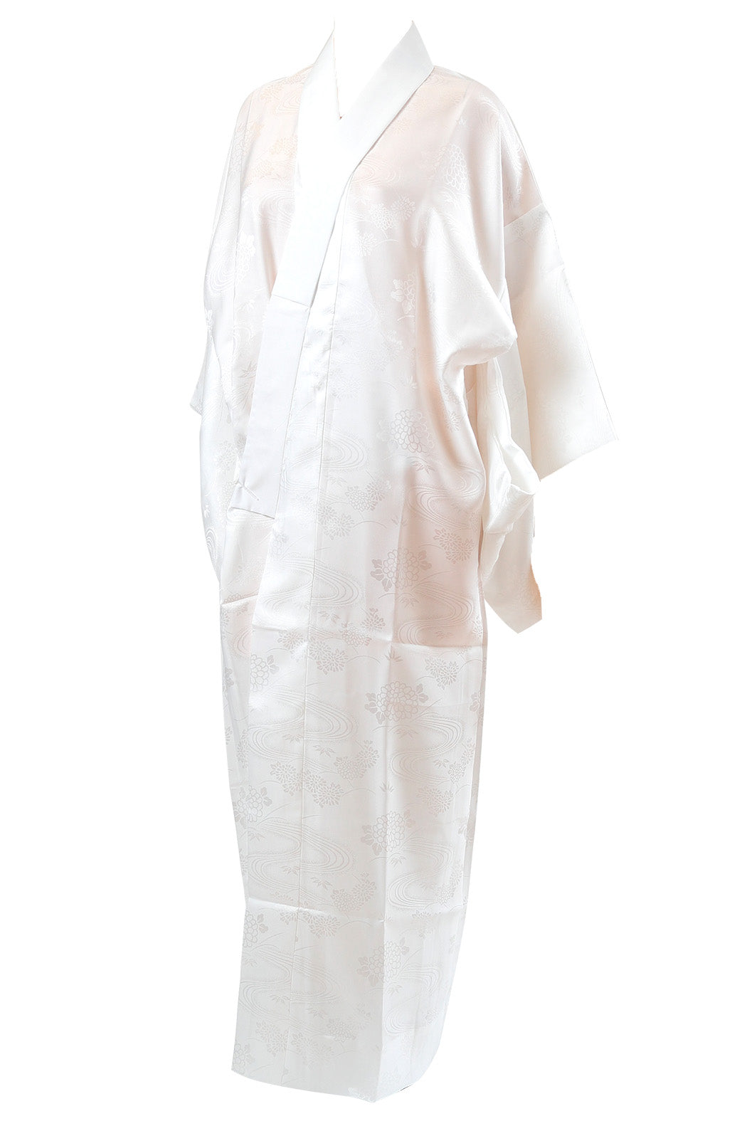 日本製 レディース ポリエステル100％ 手付け半衿付き 高級綸子 長襦袢 東衿 S～LL (レディース 女性用 ながじゅばん 和装 礼装 着付け りんず 半襟 最高級 別織 立体裁断 東衿 バチ衿 日本製) (和装呉服) (在庫限り)