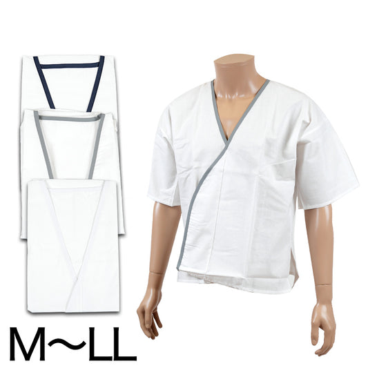 八重の下着本舗 紳士用 綿100％さらし天竺 打合せひもなし 和装下着 M～LL (YAE メンズ 男性用 礼装 浴衣 作務衣 着付け 肌着 肌襦袢 はだじゅばん 共袖 半袖 晒し 日本製) (和装呉服) (取寄せ)