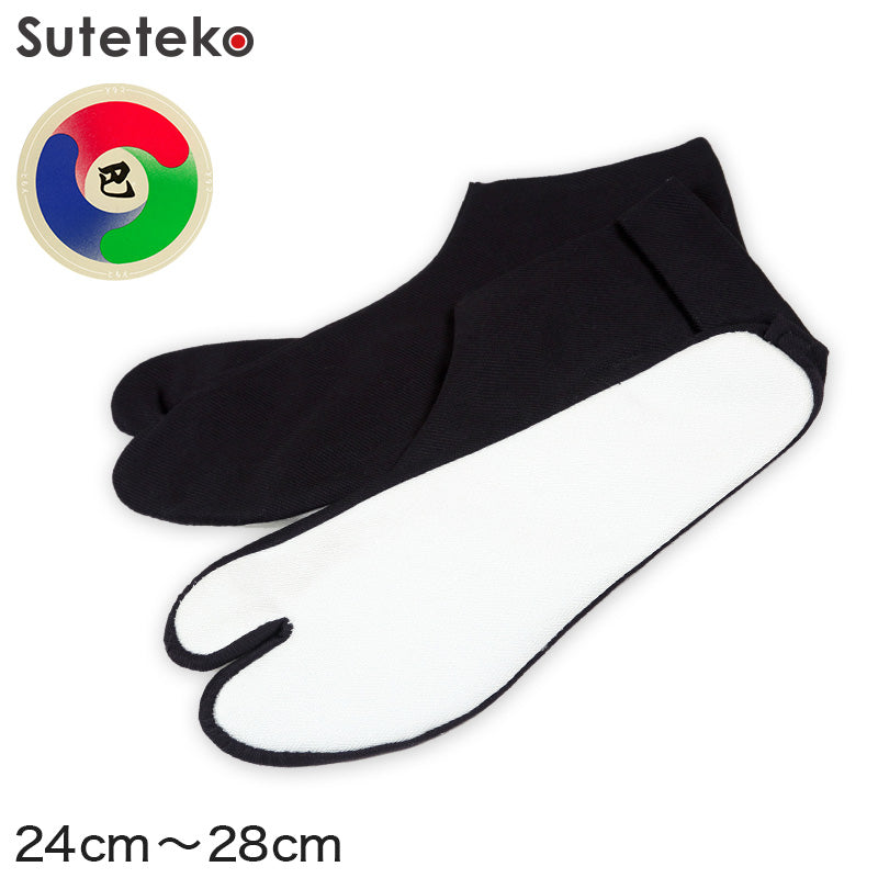 日本製 紳士用 巴足袋 綿100％ 四枚馳 晒裏 濃紺スクール足袋 24cm～28cm (4枚コハゼ 和装 礼装 着物 着付け 弓道 舞踊 踊り お茶会 茶道 華道) (在庫限り)