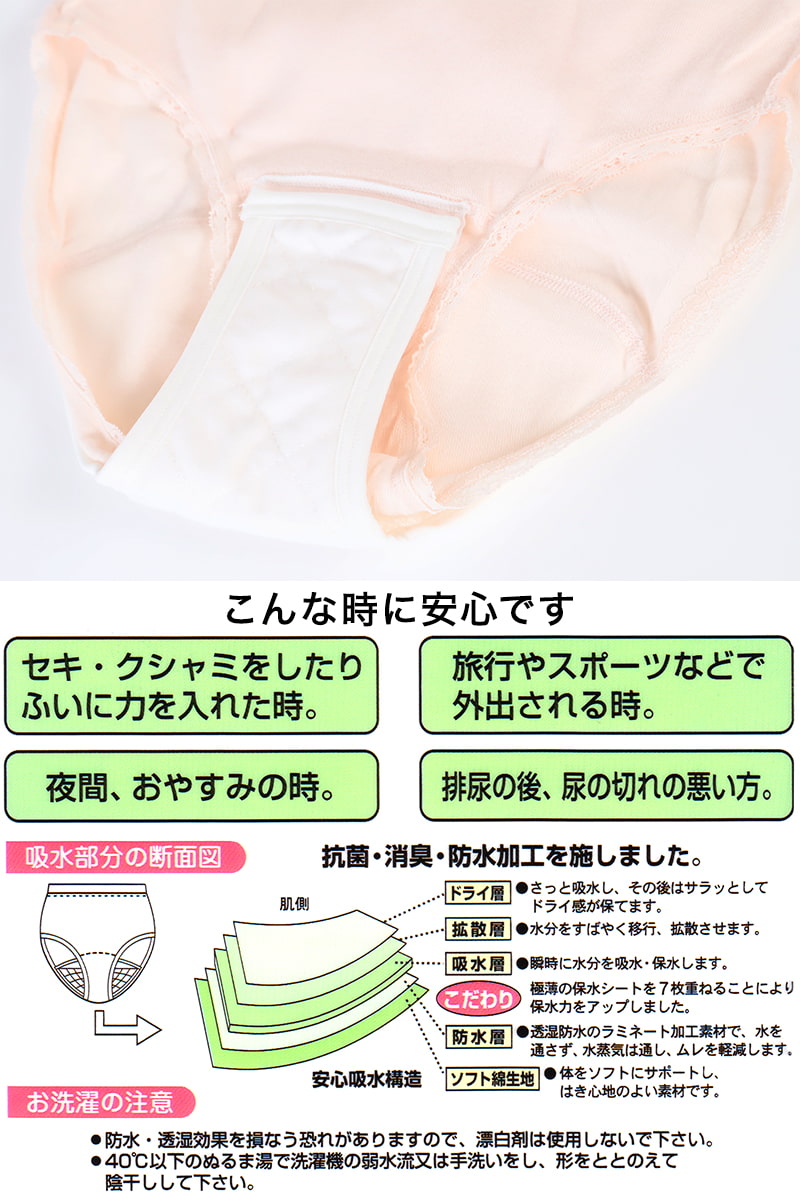 レディース 失禁腰ゴムショーツ大寸 60cc対応 3L～5L (レディース パンツ 尿漏れ 大きなサイズ)