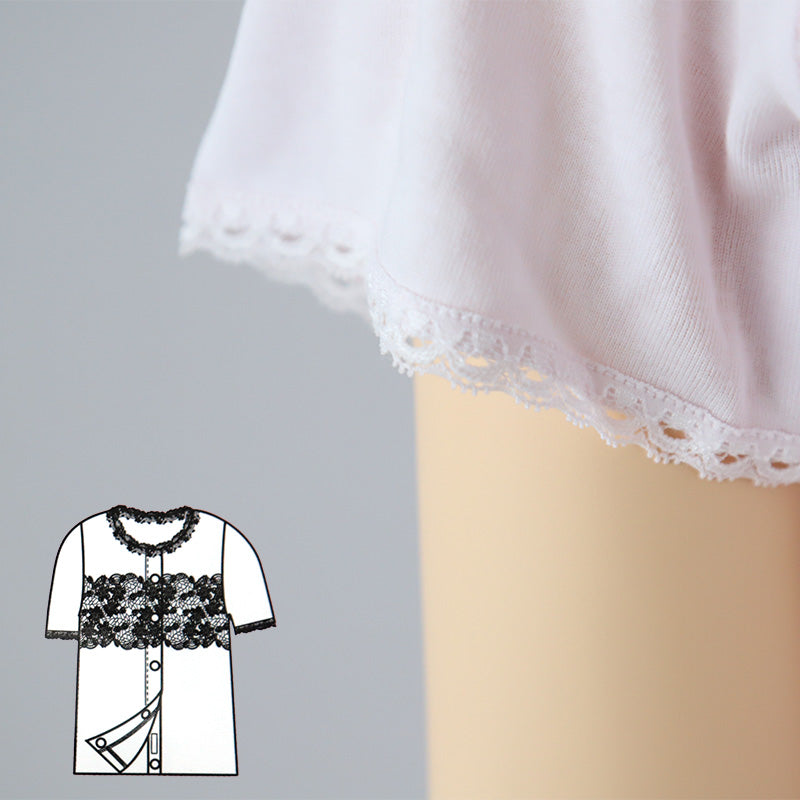 ワンタッチ 介護 肌着 前開き マジックテープ レディース M～LL 3分袖