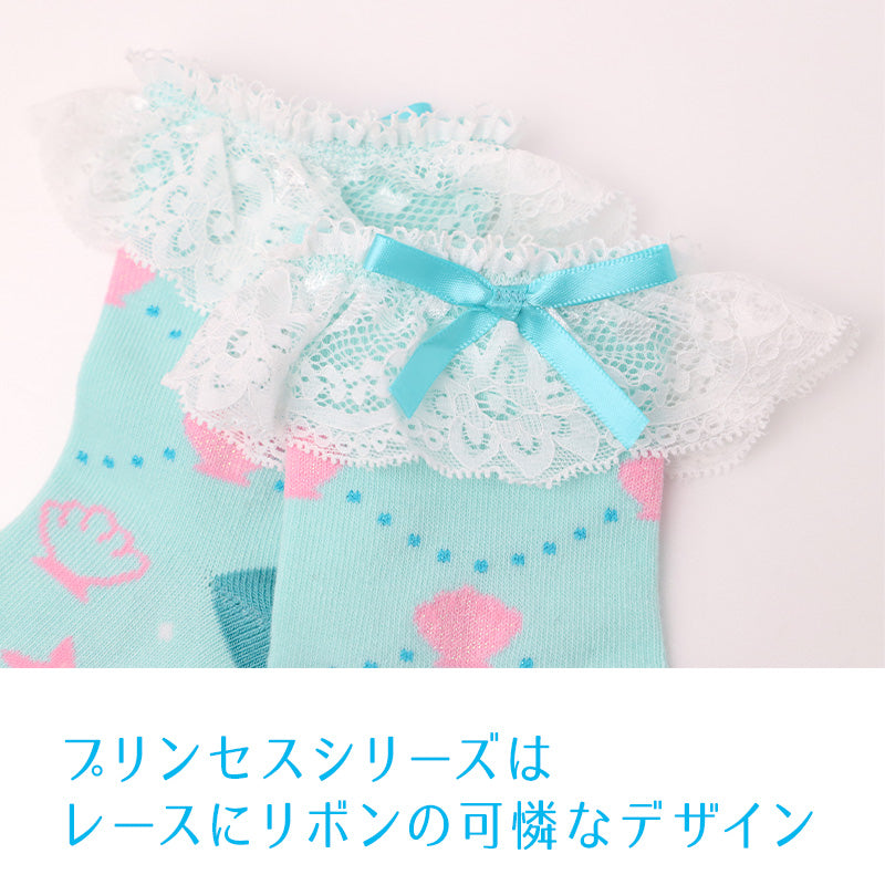 キッズ 靴下 女の子 ソックス フリル レース ロークルーソックス キャラクター プリンセス サンリオ 綿混 かわいい 子供靴下 キッズソックス 15-20cm 通園 通学 ガールズ ラプンツェル アリエル キティ シナモロール