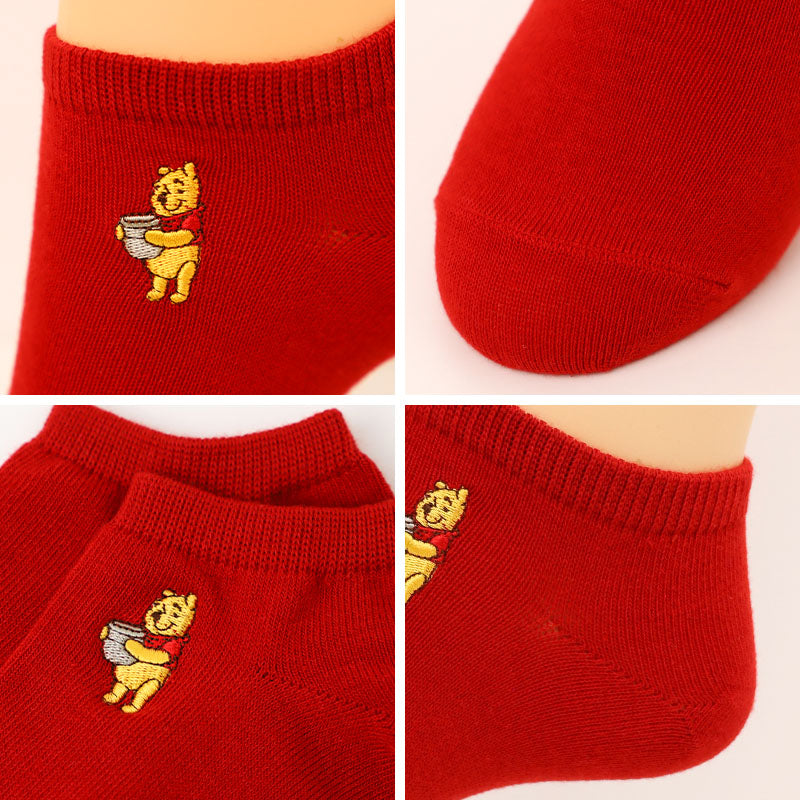 レディース アンクルソックス Disney ディズニー 刺繍 ソックス スニーカーソックス 婦人靴下 エイリアン マイク プーさん キャラクター くるぶし丈 23-25cm かわいい 大人可愛い ワンポイント 靴下