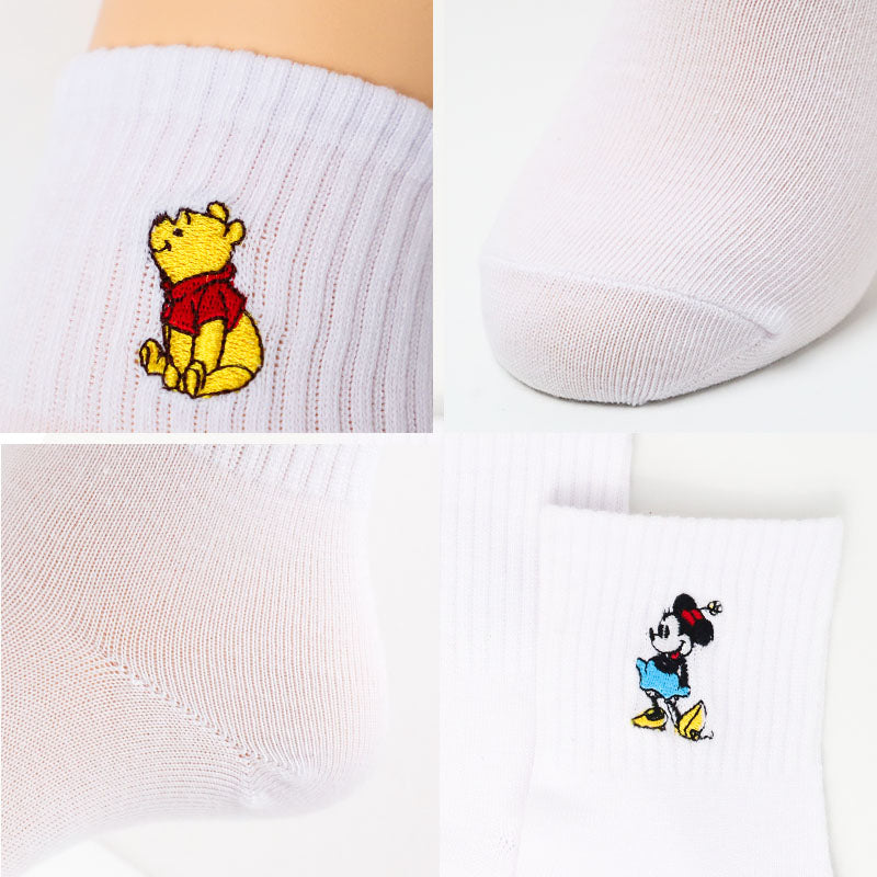 レディース ソックス ディズニー 刺繍 クルーソックス 婦人 靴下