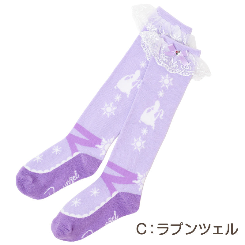 キッズ ハイソックス 女の子 靴下 子供 プリンセス ディズニー リボン フリル レース ラインストーン かわいい おしゃれ ガールズ 子ども 15-20cm こども 幼稚園 保育園 小学生 通園 通学 お出かけ 発表会 プレゼント ギフト キャラクター ロングソ