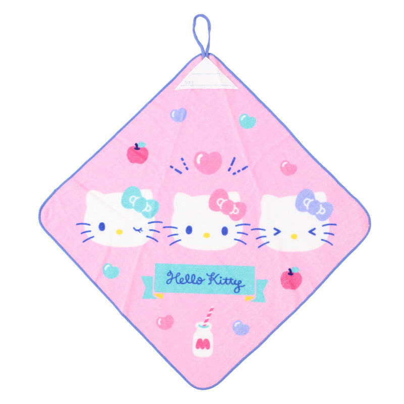 ループタオル タオル ハンドタオル タオルハンカチ 保育園 幼稚園 綿100% キッズ 約34×34cm ウォッシュタオル 子供用 ループ付タオル ディズニー サンリオ ポケモン 入園 名前