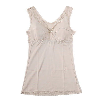 綿100％ ラン型 ブラキャミ レディース M～LL (ブラキャミ スリップ レース ノンワイヤー ホックなし カップ付き 締め付けない 綿100 大きいサイズ LL) (在庫限り)