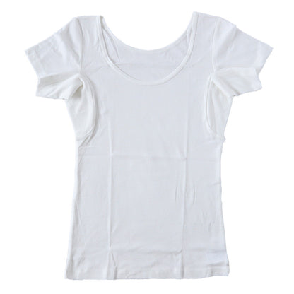 綿100% インナー 半袖 汗取り 脇汗パッド レディース フレンチ袖 tシャツ S～LL 汗とり 脇あせ わき汗 消臭 臭い 肌着 下着 アンダーシャツ 白 肌色 黒 大きいサイズ s m l ll