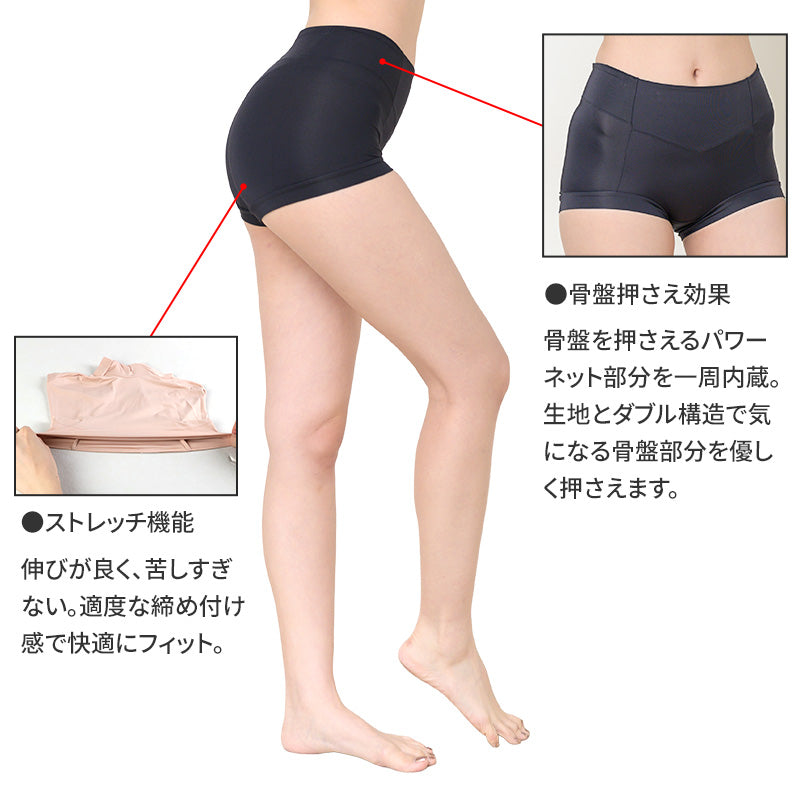 ショーツ 1分丈 美尻 大きいサイズ M L LL 3L 下着 薄着 骨盤押さえショーツ すっぽり 引き締め 骨盤 ガードルショーツ ボクサー ストレッチ サポート