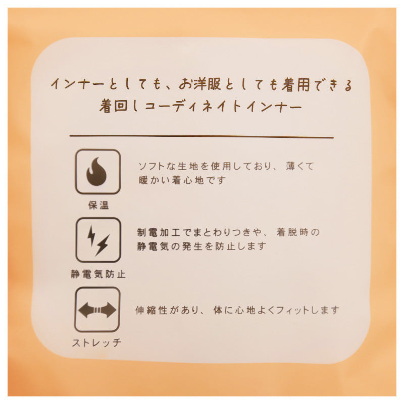 リブ インナー レディース 長袖 モックネック トップス Tシャツ M L LL 伸縮 ストレッチ 秋 冬 静電気防止 対策 薄手 あったか シンプル 無地 ボーダー 重ね着 レイヤード かわいい おしゃれ カラー 色 (在庫限り)